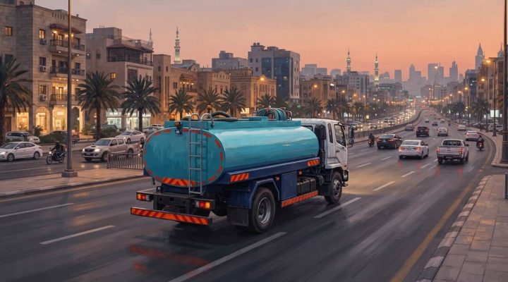 رسم لوايت ماء 18 طن على طريق واسع