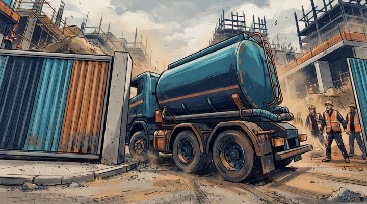 رسم لوايت 32 طن عند بوابة موقع ضيقة