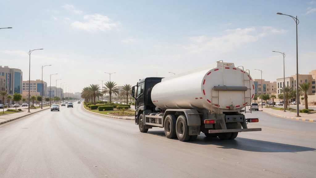 وايت ماء 18 طن على طريق في الرياض